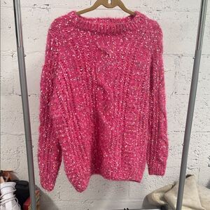 Vine & Love Vibrant Pink Cowl Neck Sweater - Size Small - Like NEW